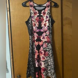 Mixed pattern mini dress